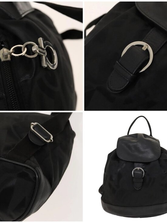 Salvatore Ferragamo Backpack Nylon Black Silver Auth 130220 main image 9